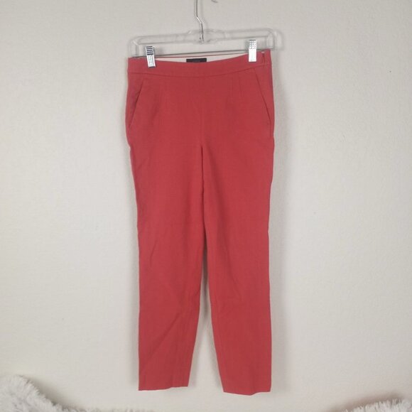 J. Crew Coral Salmon Pink Martie Fit Wool Blend Ankle Cropped 00 - Picture 1 of 6